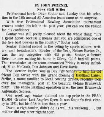 Eastland Bowling Center (Eastland Lanes) - Feb 8 1971 Article